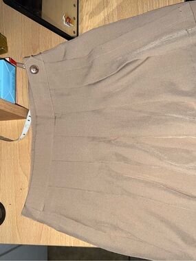 Classic High-Waist A-Line Skirt in Tan color